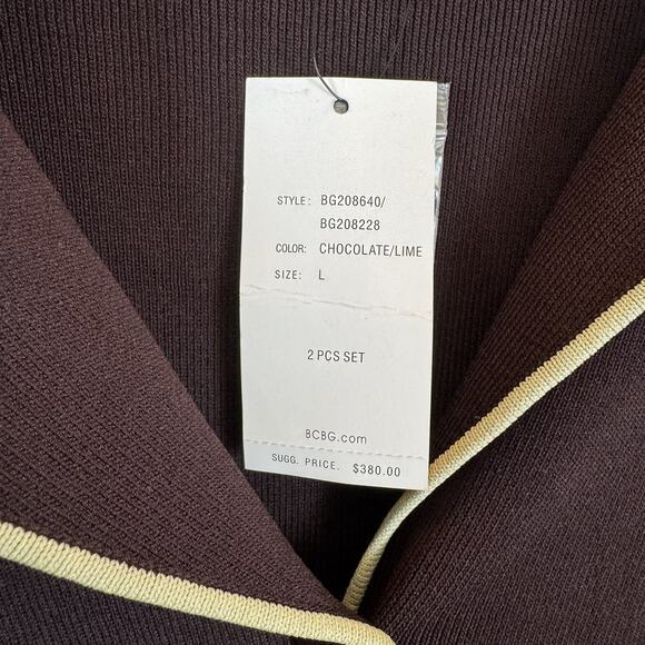 BCBG MaxAzria Women’s L Slinky Knit Cardigan Sweater Brown Lime Luxe Neutral NWT - Picture 5 of 13